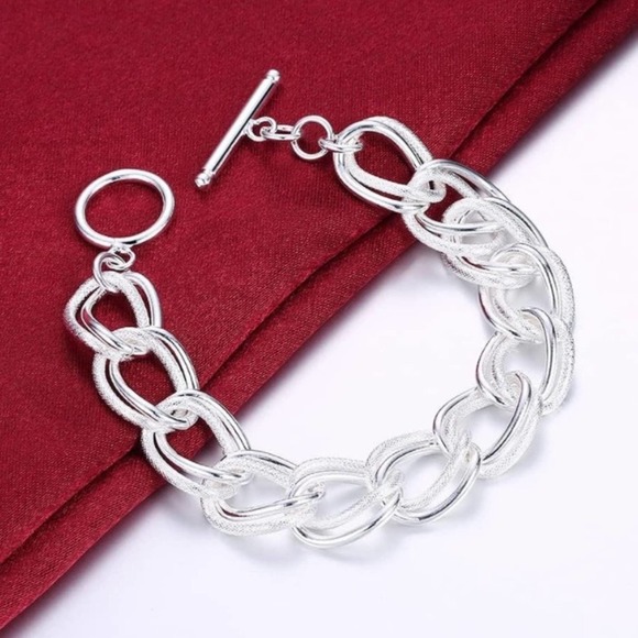 Handcrafted Sterling Silver Bracelet, Unique Chain Link Design Toggle Cl… - Picture 10 of 12